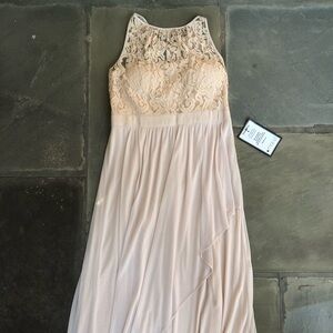 NWT Adrianna Papell Almond Light. Pink Tulle Lace Gown Size 12